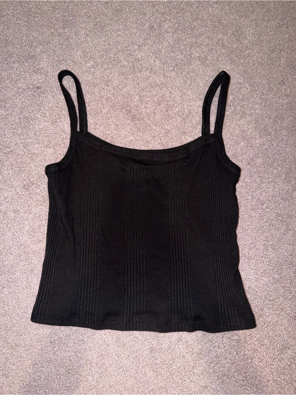 PINK Victoria's Secret Black Multi Rib Cami Tank